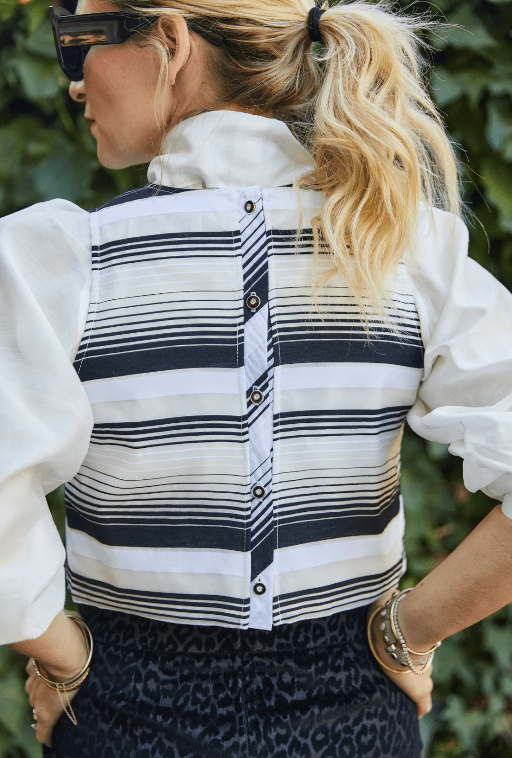 Audrey Top - Black and White Stripe - Image 5
