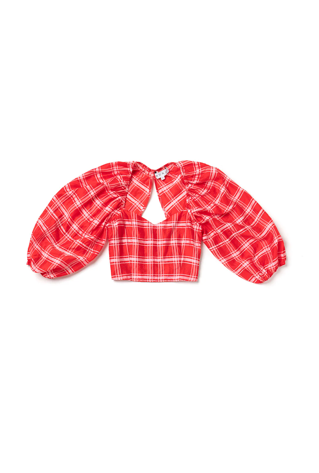 Balloon Sleeve Bustier - Red Plaid - Image 3