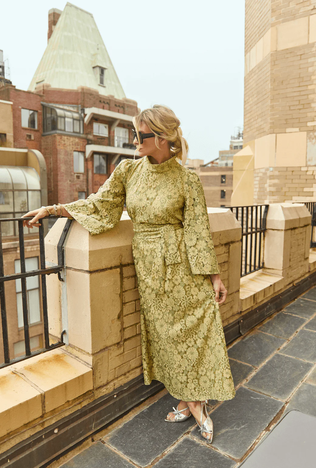 Bell Sleeve Maxi Mod Dress - Mint Lace - Image 6