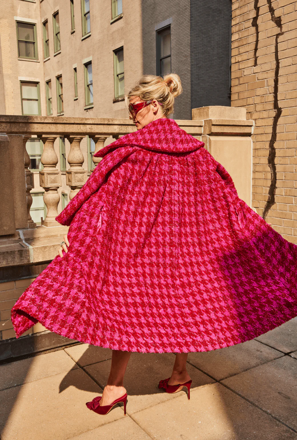 Belted Grace Coat - Pink & Red Tweed - Image 6