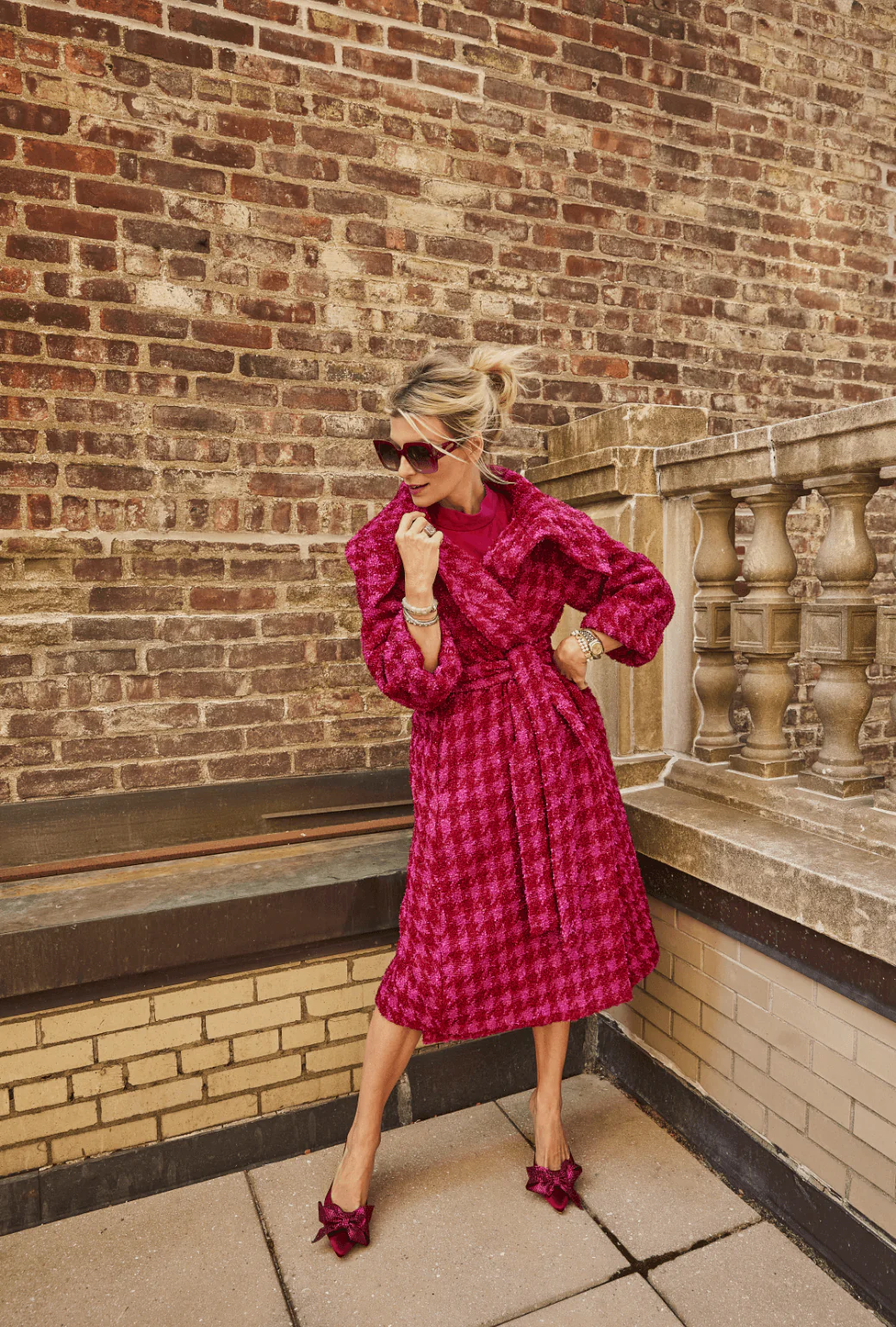 Belted Grace Coat - Pink & Red Tweed - Image 7
