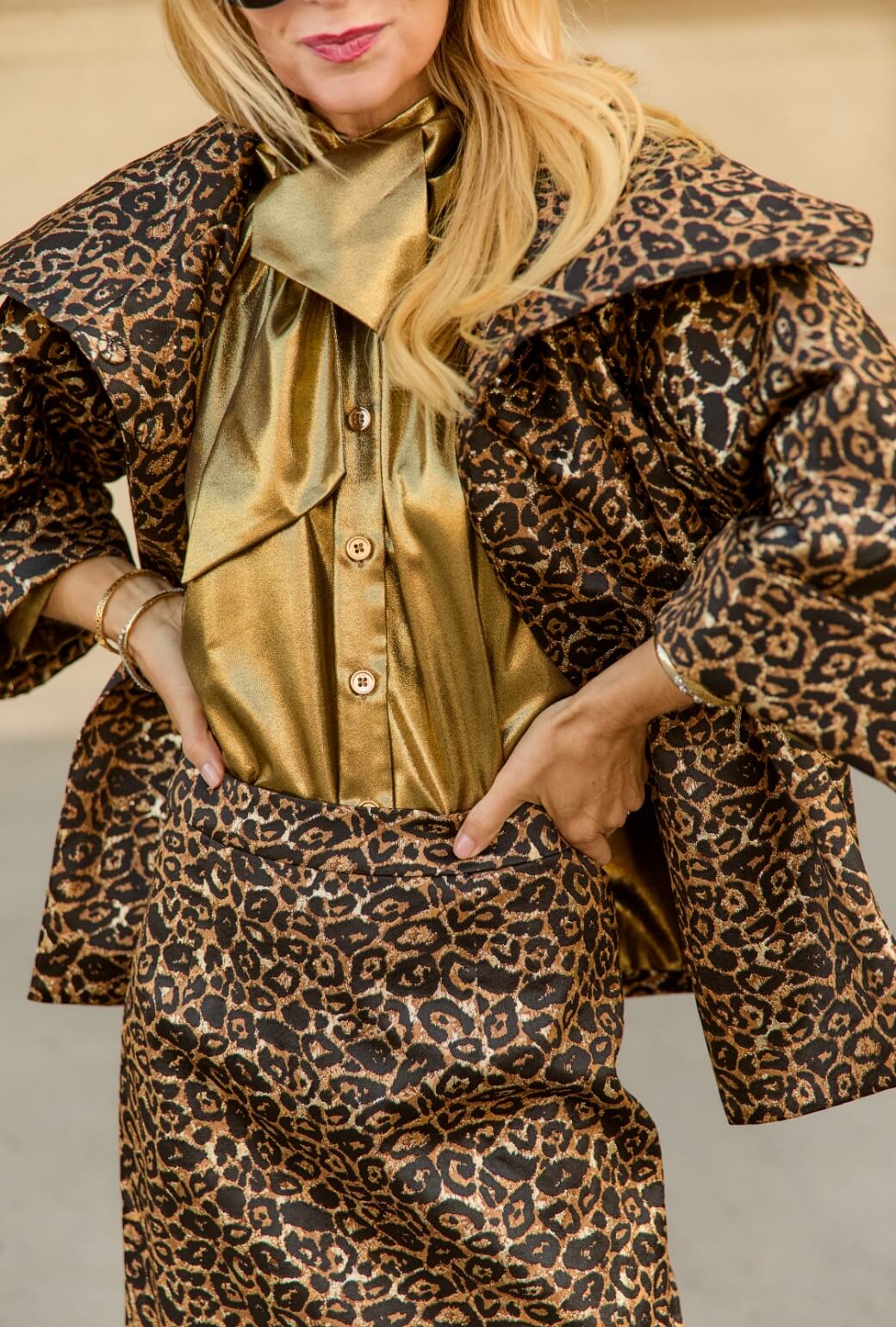 Big Bow Blouse - Gold Lamé - Image 5