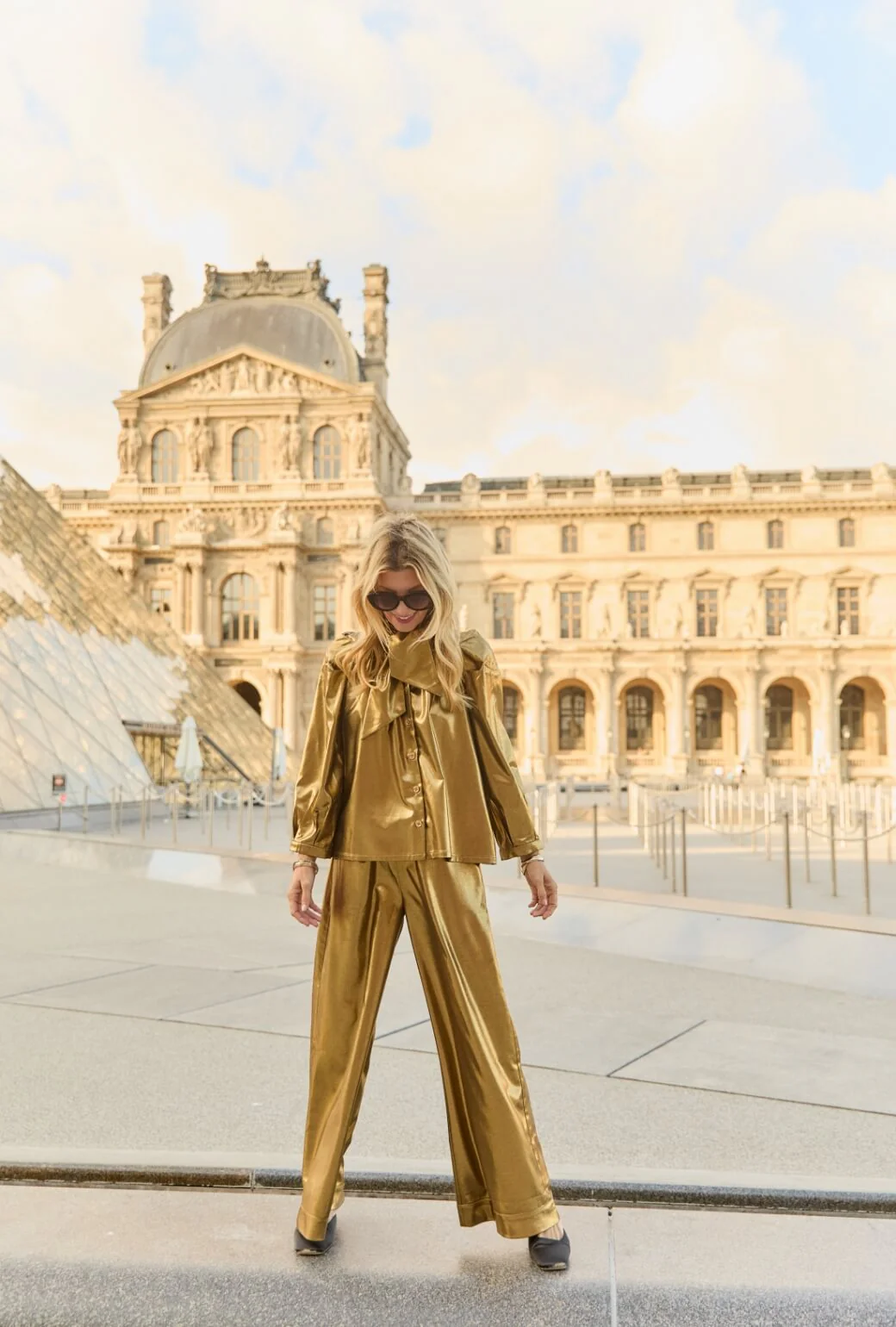 Big Bow Blouse - Gold Lamé - Image 7