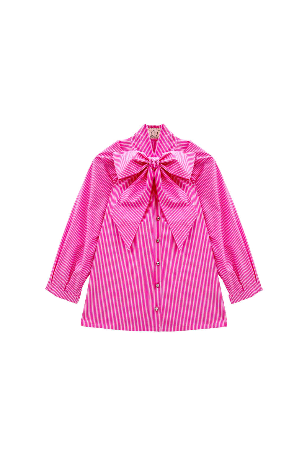 Big Bow Blouse - Pink Pinstripe - Image 3