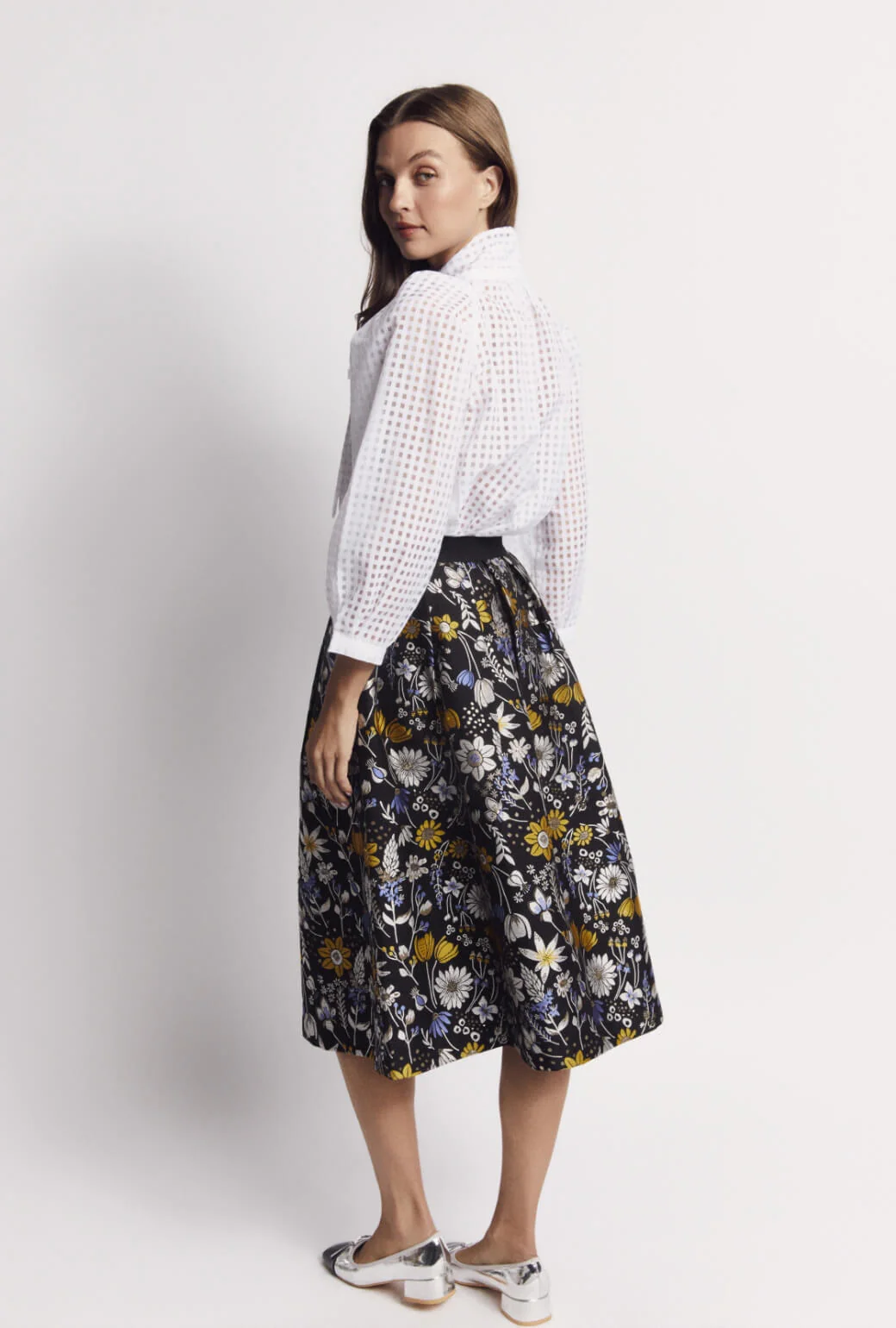Big Bow Blouse - White Sheer Gingham - Image 4