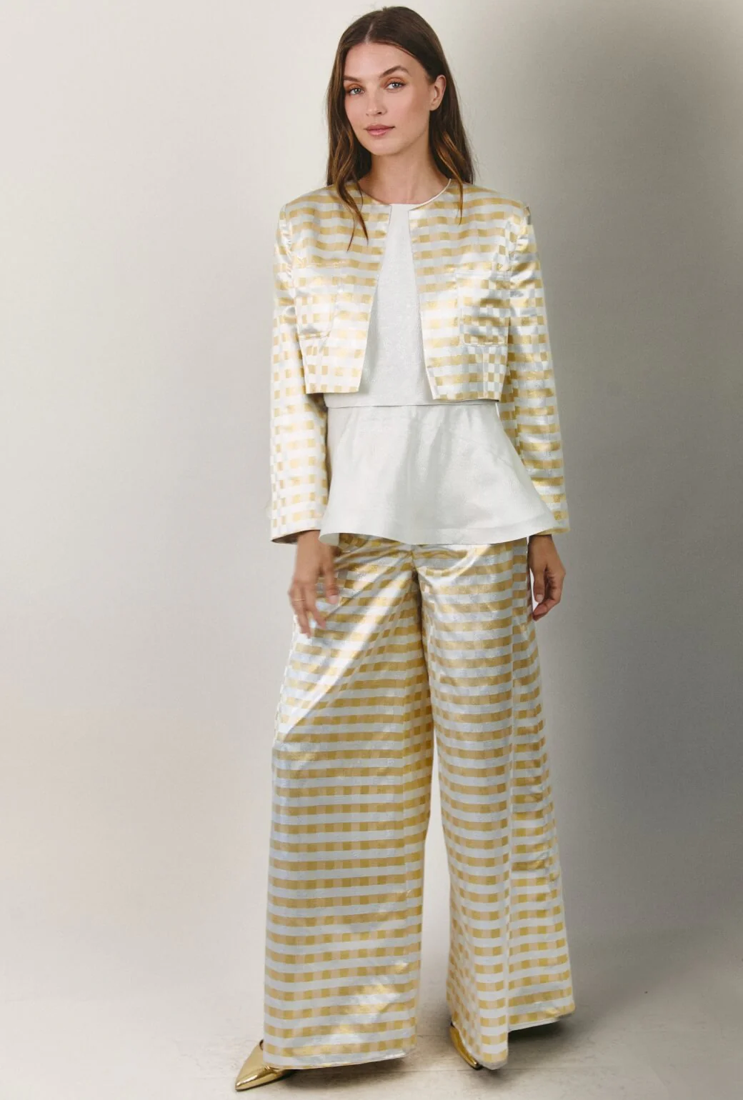 Bolero Blazer - Checkerboard Brocade