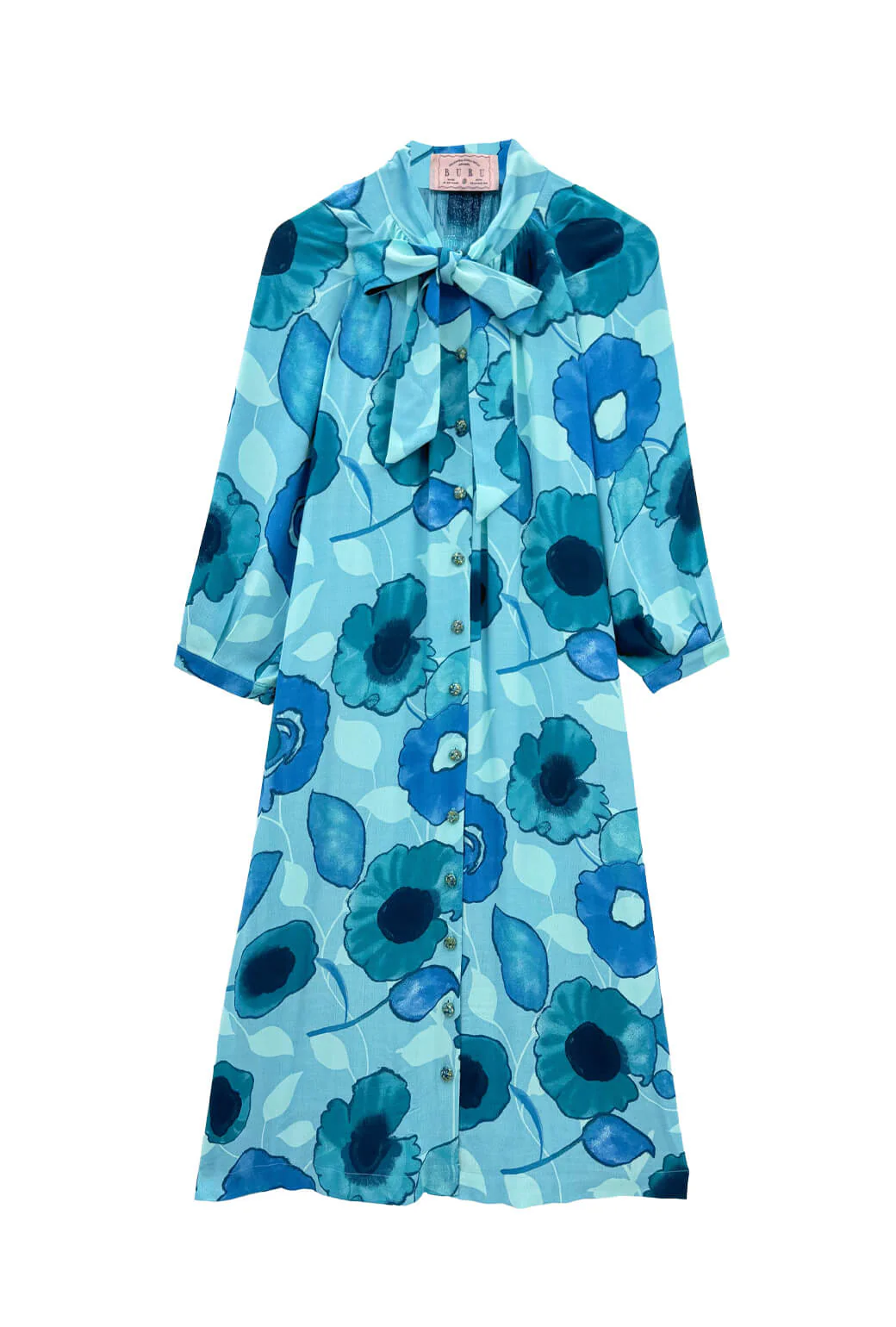 Bow Housecoat - Aquamarine - Image 3