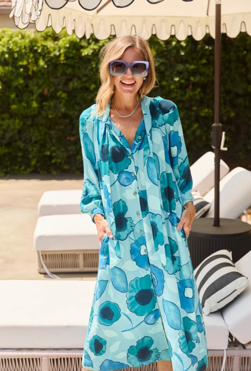 Bow Housecoat - Aquamarine - Image 8