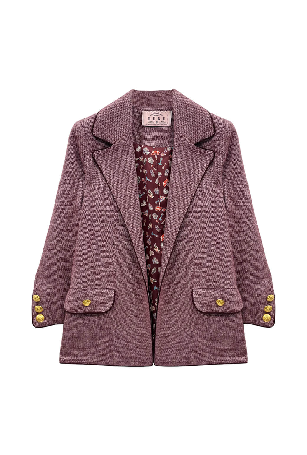 Boyfriend Blazer - Burgundy Herringbone - Image 3