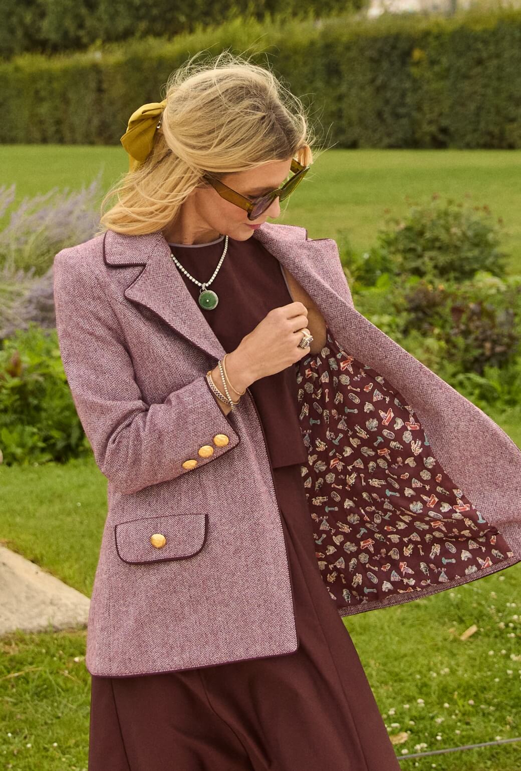 Boyfriend Blazer - Burgundy Herringbone - Image 5