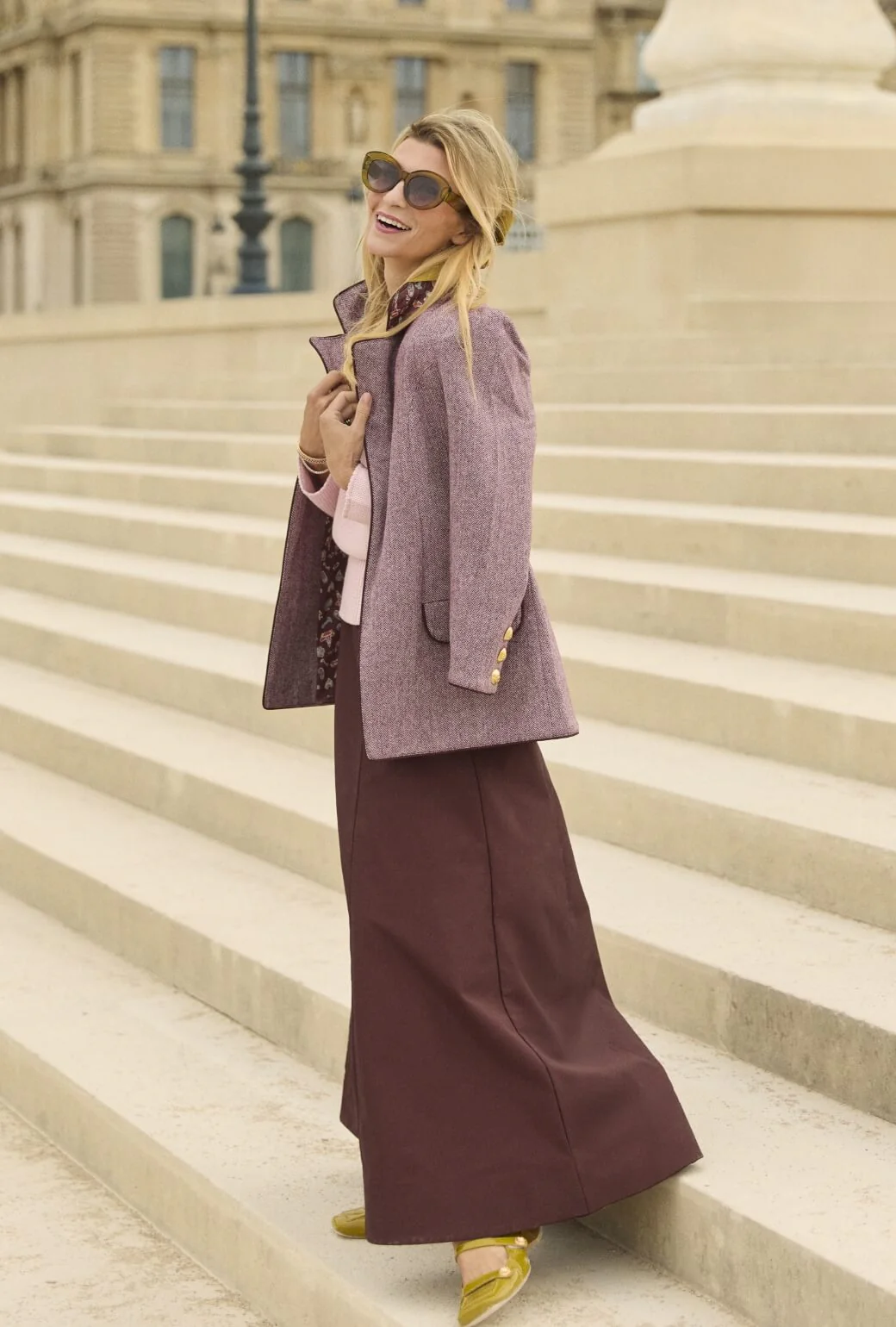 Boyfriend Blazer - Burgundy Herringbone - Image 6