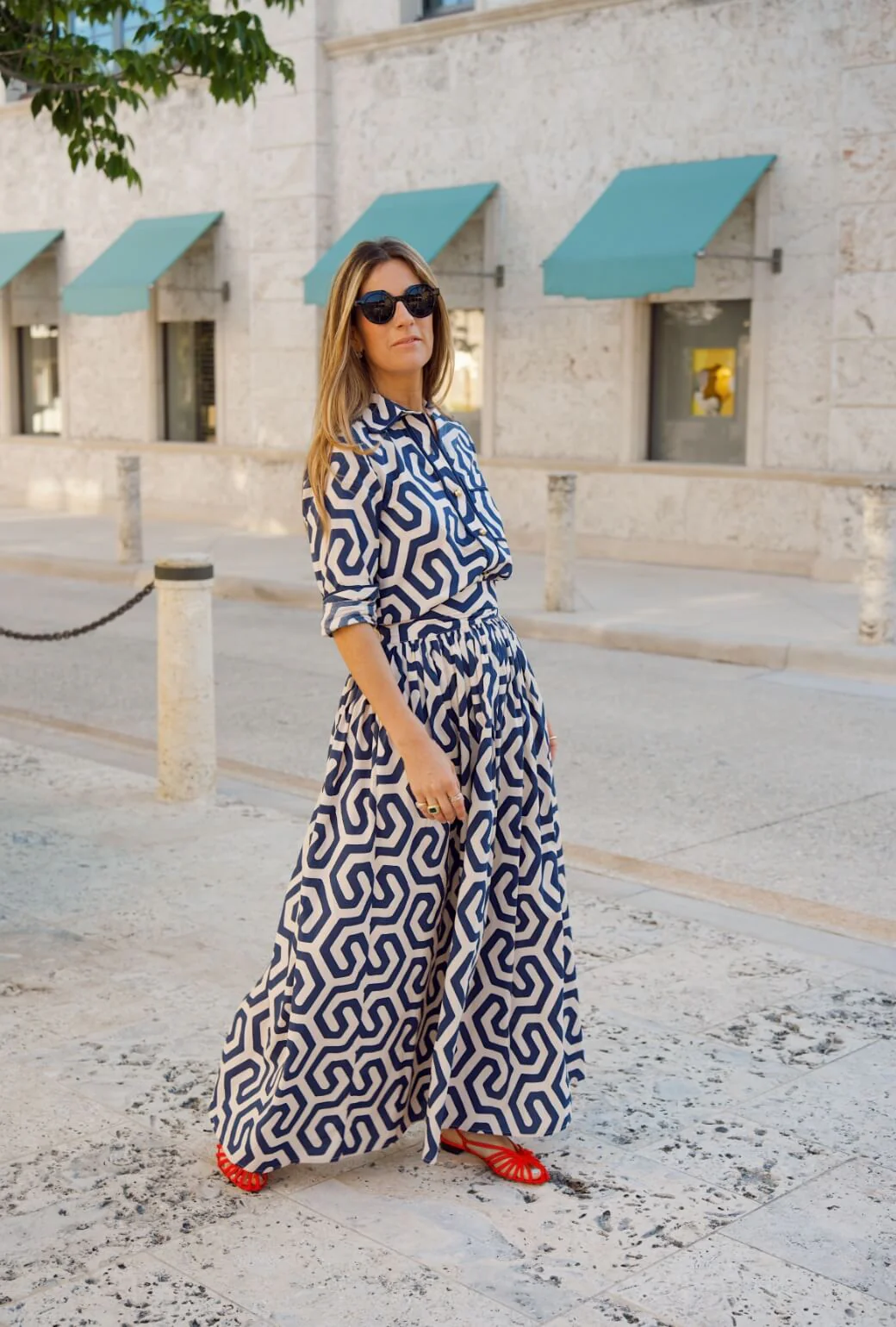 Buru x Ali Sisto Part Two The Perry Blouse - Navy Blue Geo - Image 4