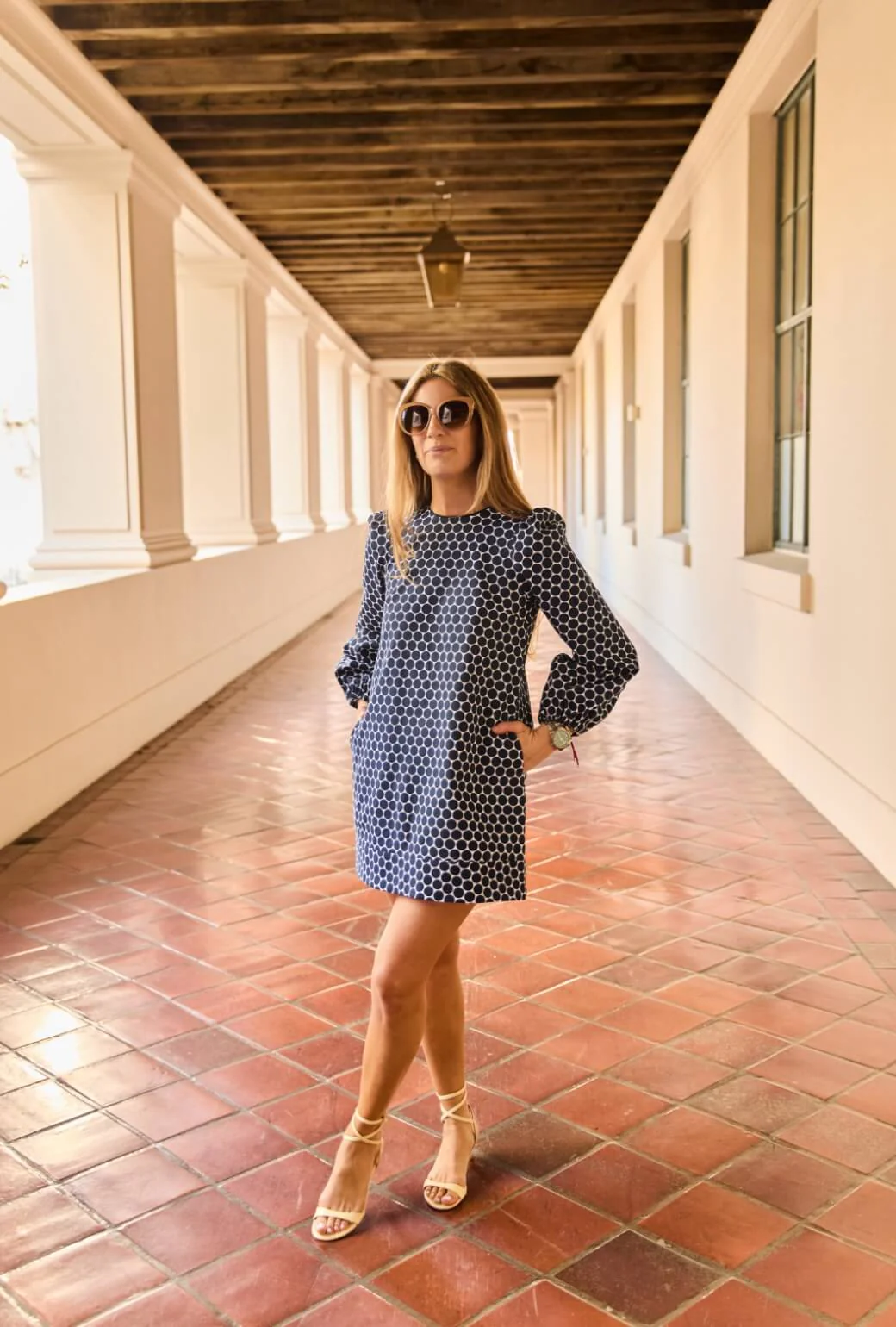 Buru x Ali Sisto Puff Sleeve Party Dress MINI - Navy Polka Dot - Image 4
