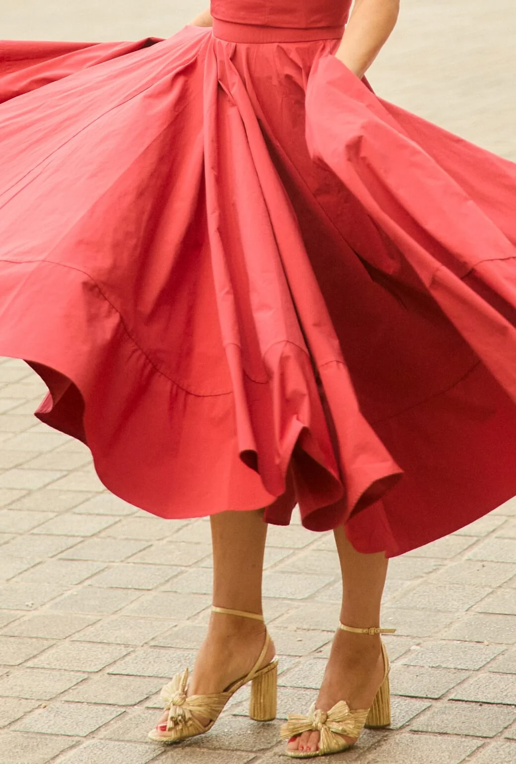 Buru x Anna Kloots Lucinda Circle Skirt - Red Taffeta - Image 6
