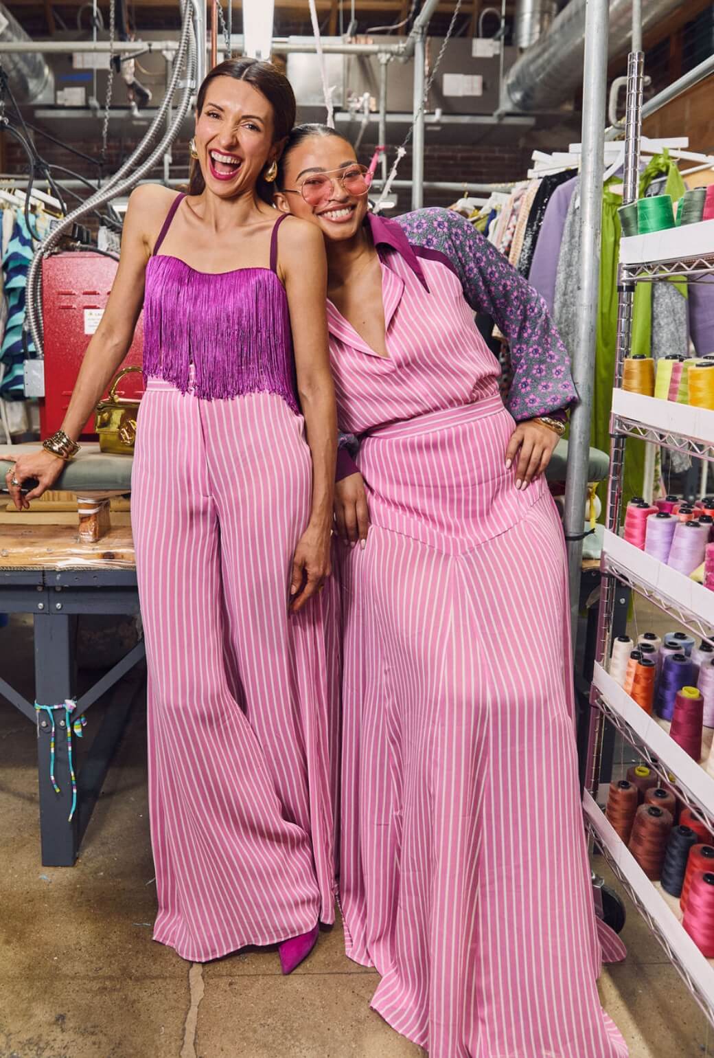 Buru x India The Picadilly Pant - Pink Pinstripe - Image 4