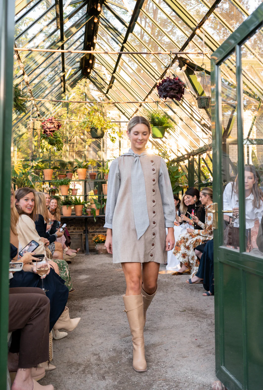 SAMPLE^ - BURU X LCB Scallop Shift Dress - Café Herringbone - Image 10