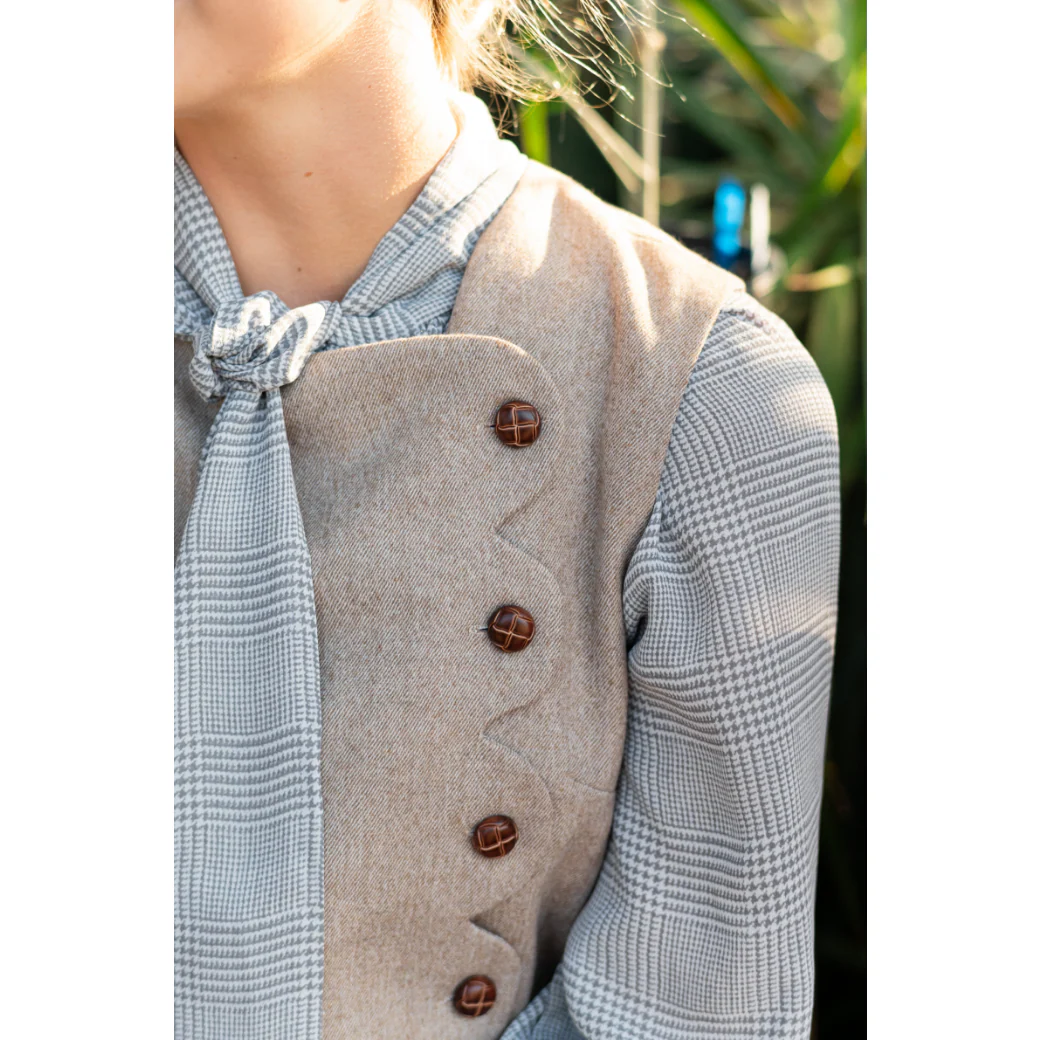 SAMPLE^ - BURU X LCB Scallop Shift Dress - Café Herringbone - Image 17