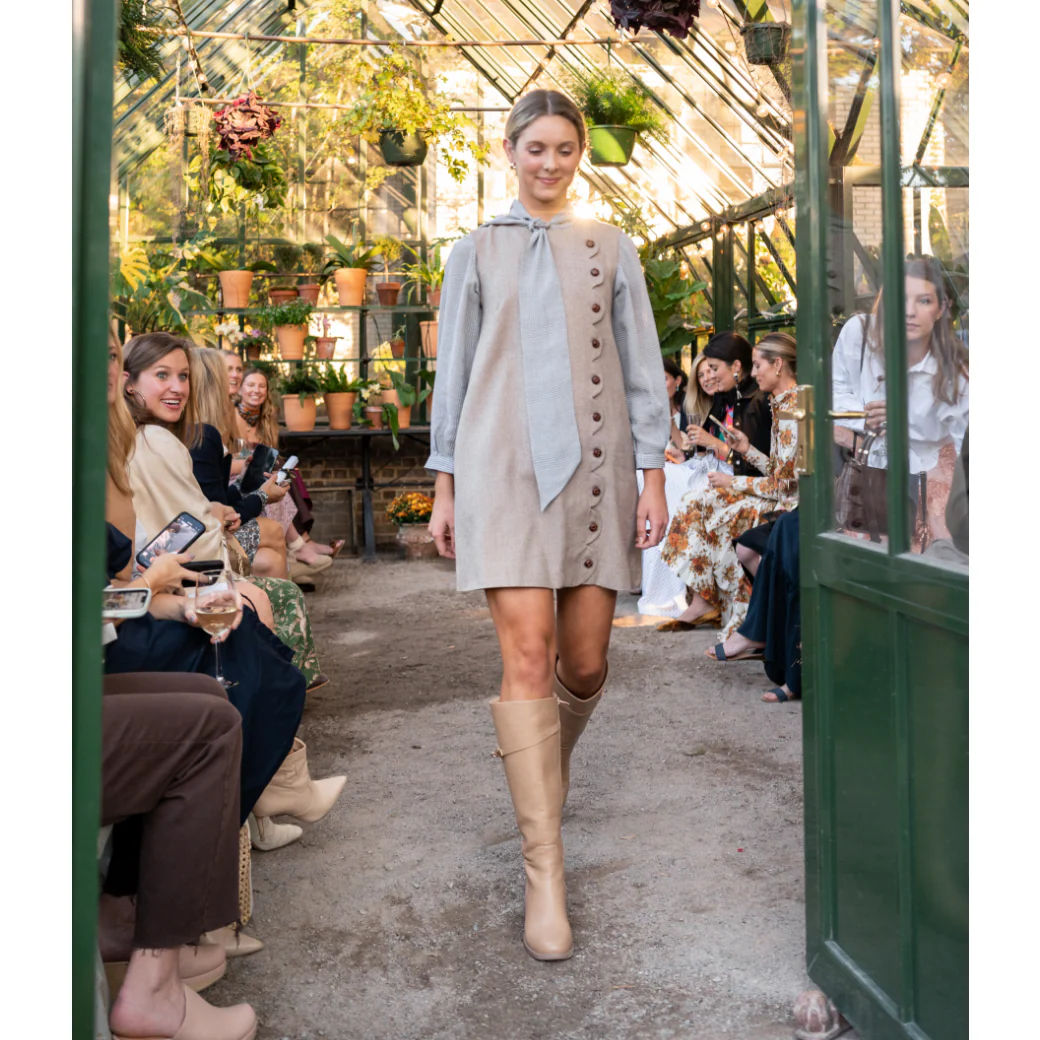 SAMPLE^ - BURU X LCB Scallop Shift Dress - Café Herringbone - Image 18