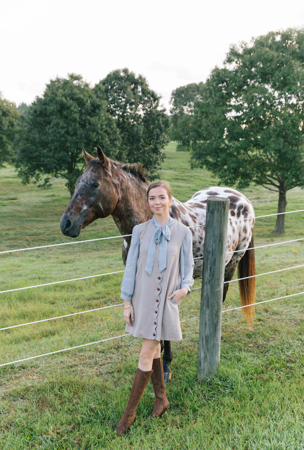 SAMPLE^ - BURU X LCB Scallop Shift Dress - Café Herringbone - Image 4