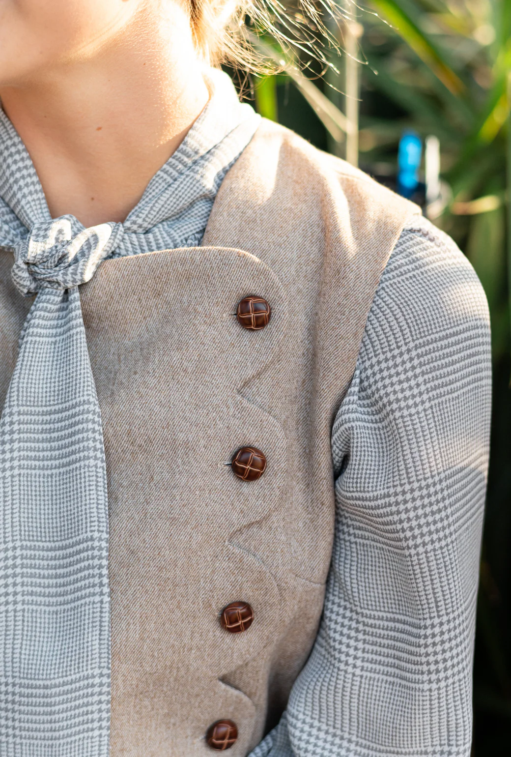 SAMPLE^ - BURU X LCB Scallop Shift Dress - Café Herringbone - Image 9