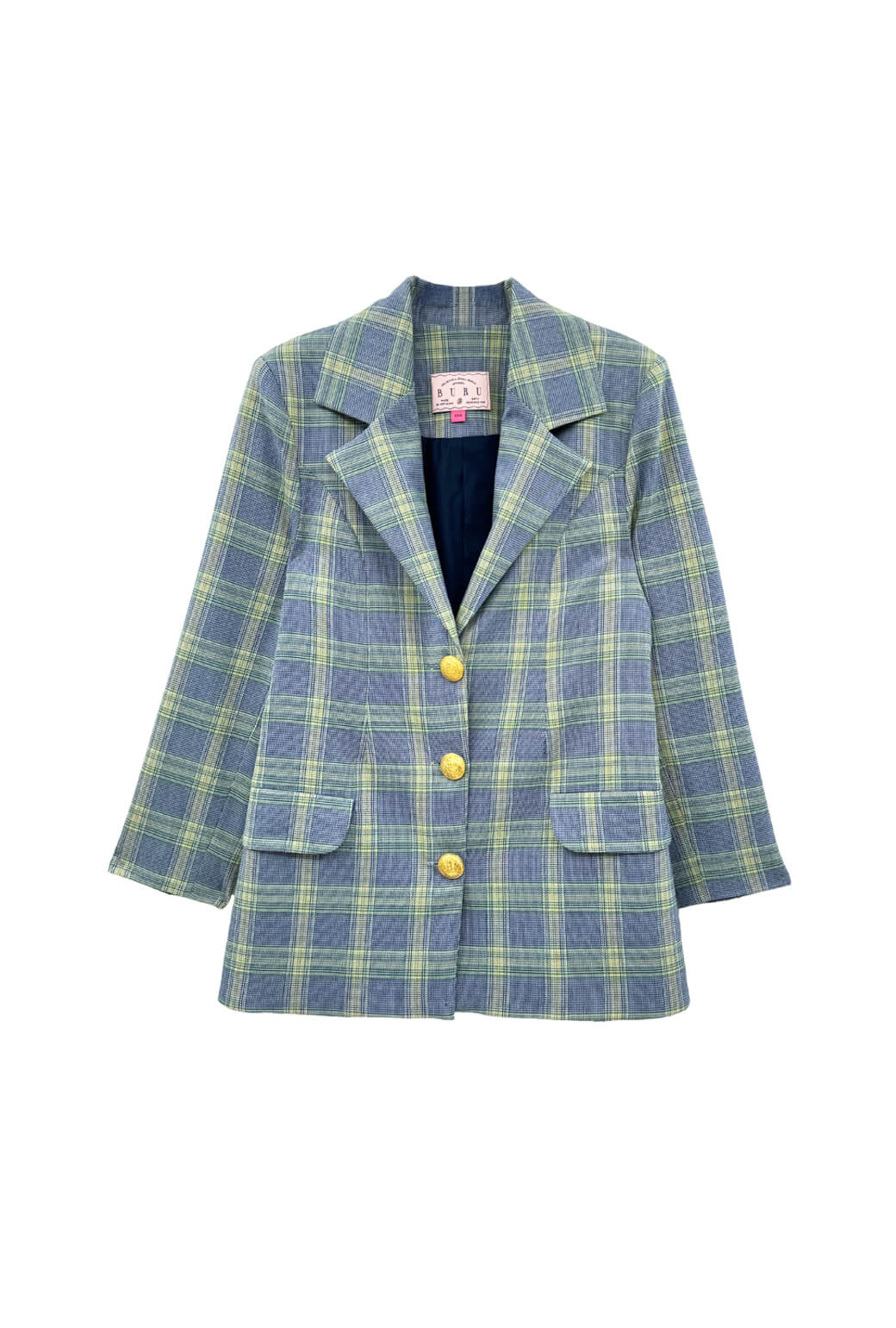 Boyfriend Blazer - Blue & Green Plaid - Image 3