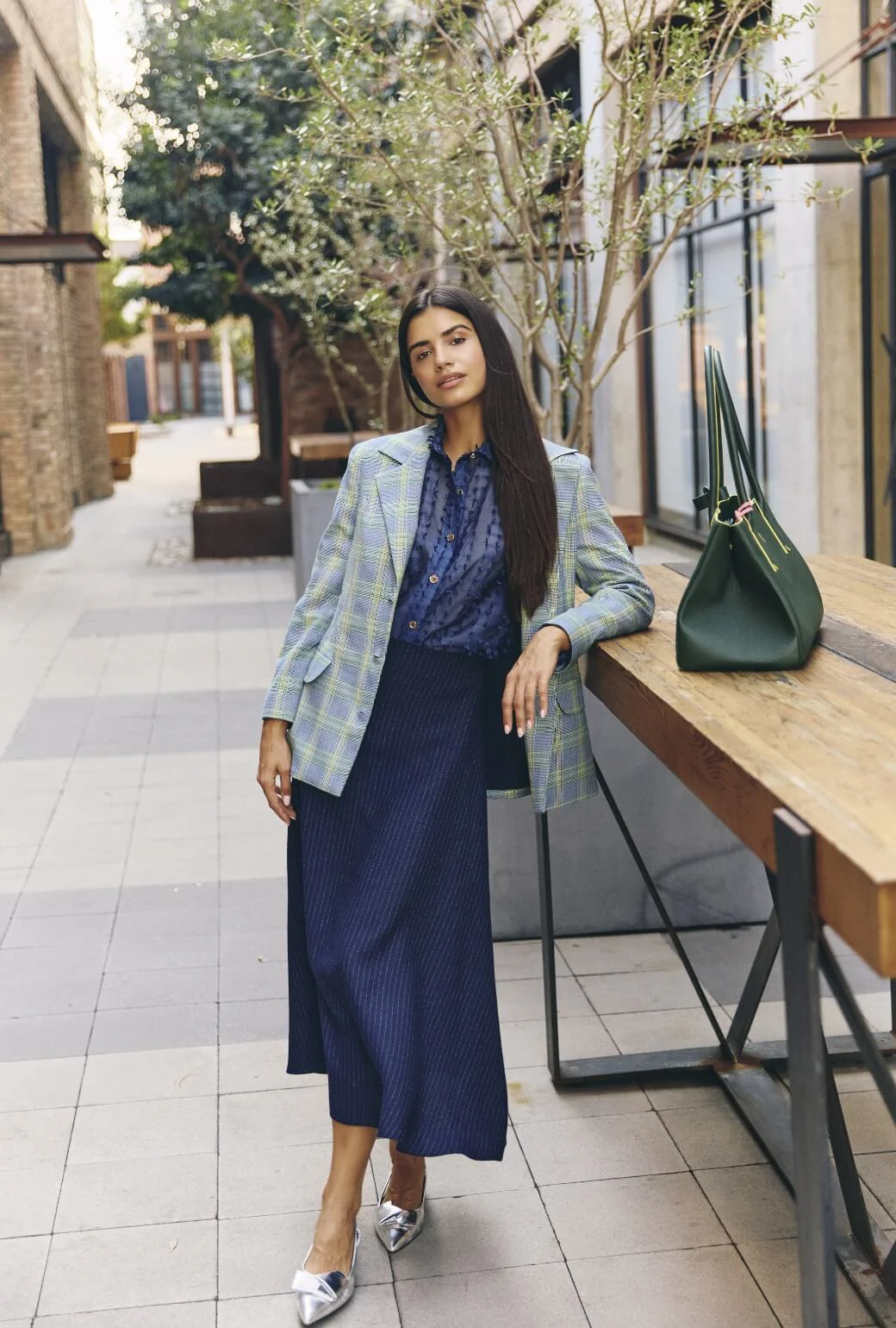 Boyfriend Blazer - Blue & Green Plaid - Image 4
