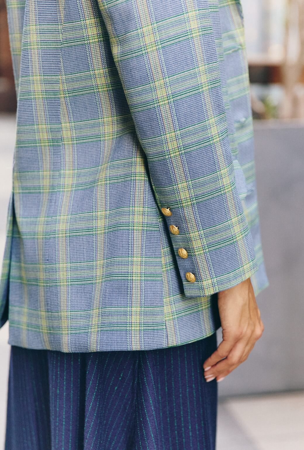 Boyfriend Blazer - Blue & Green Plaid - Image 5