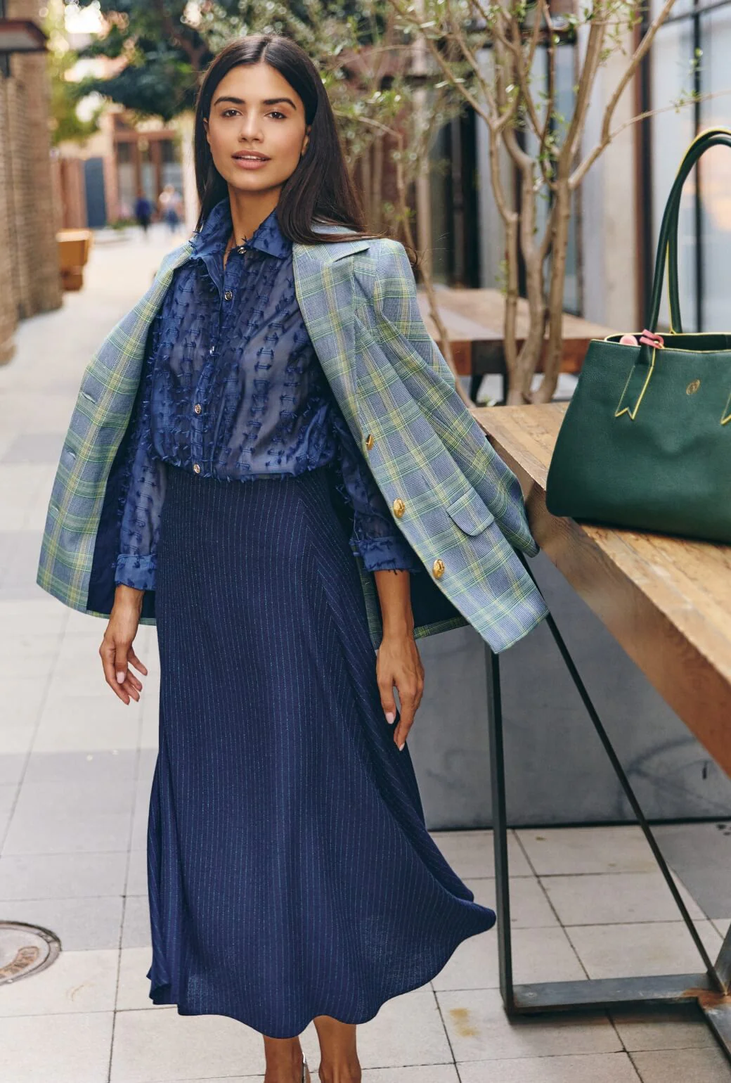 Boyfriend Blazer - Blue & Green Plaid - Image 6