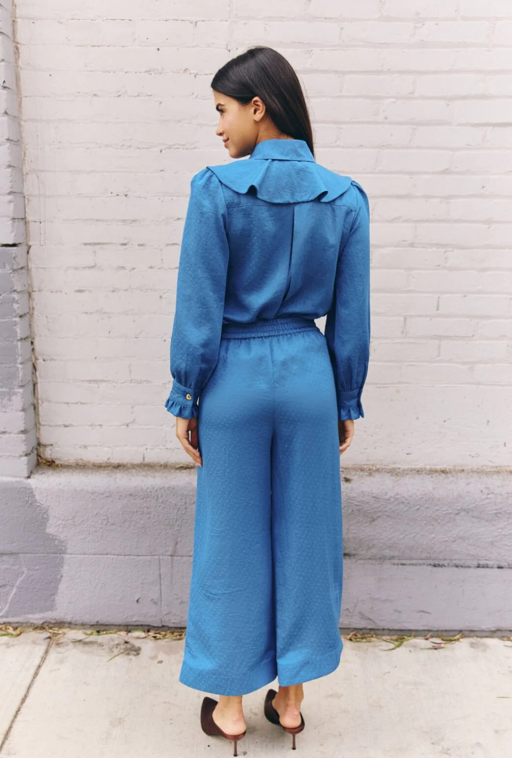 Ruffle Button Down - Cornflower Dot - Image 6