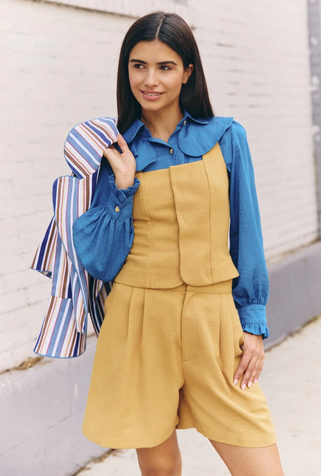Ruffle Button Down - Cornflower Dot - Image 7