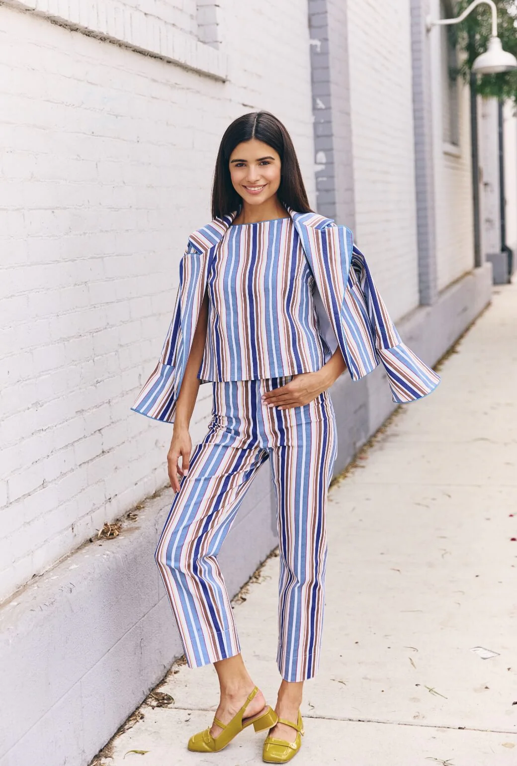 The Charlie Pant - Brown Stripe Twill - Image 3