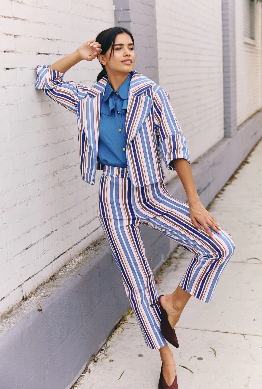 The Charlie Pant - Brown Stripe Twill - Image 6
