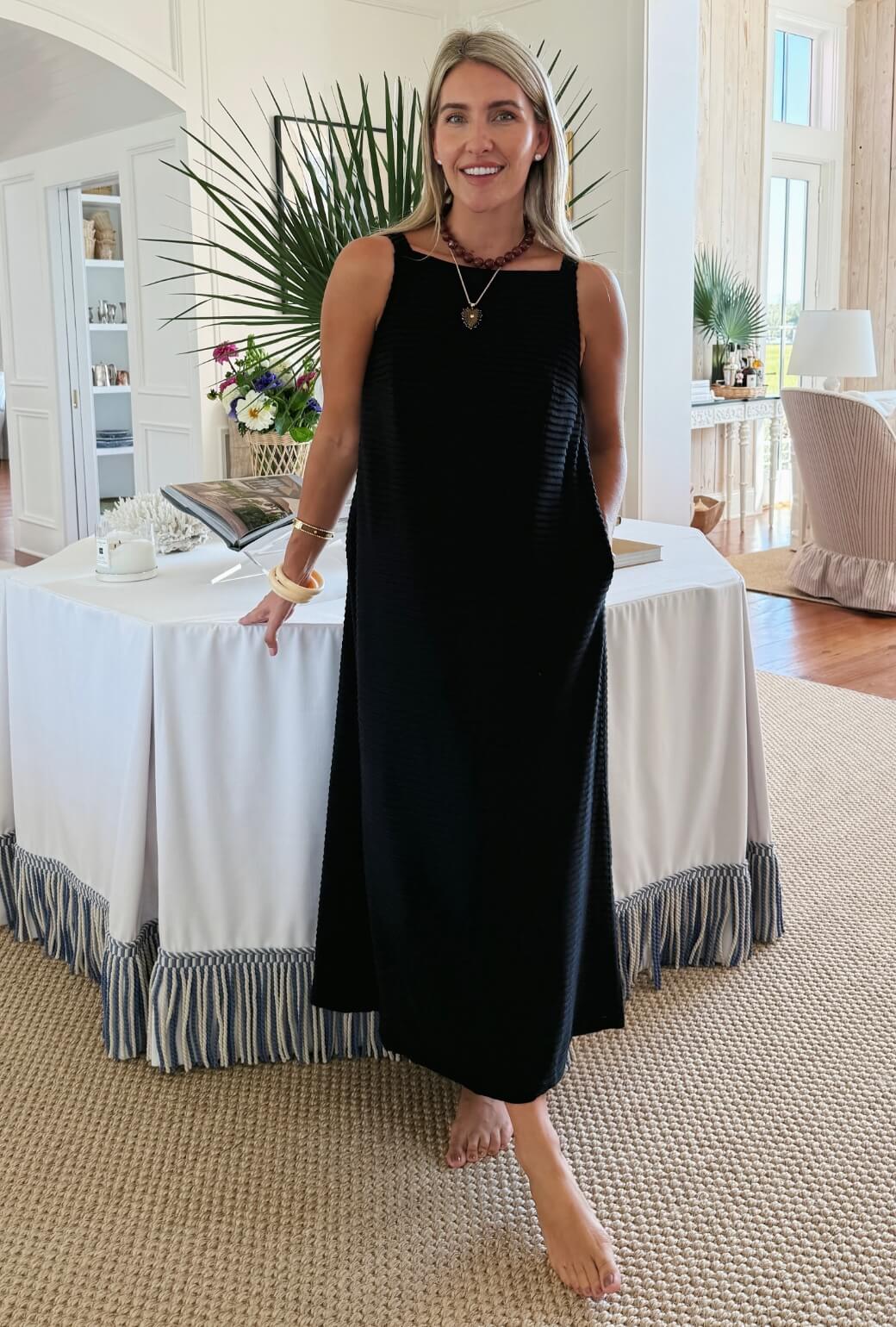 The Megan MIDI Dress - Black Pintuck Knit - Image 4
