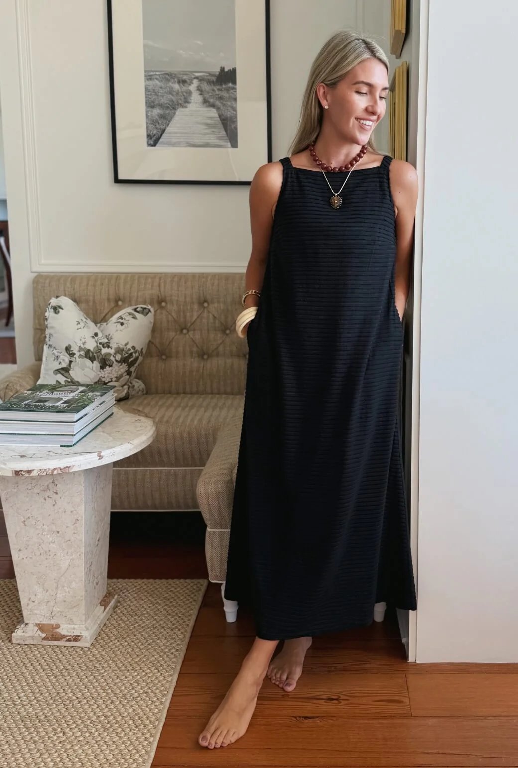 The Megan MIDI Dress - Black Pintuck Knit - Image 5