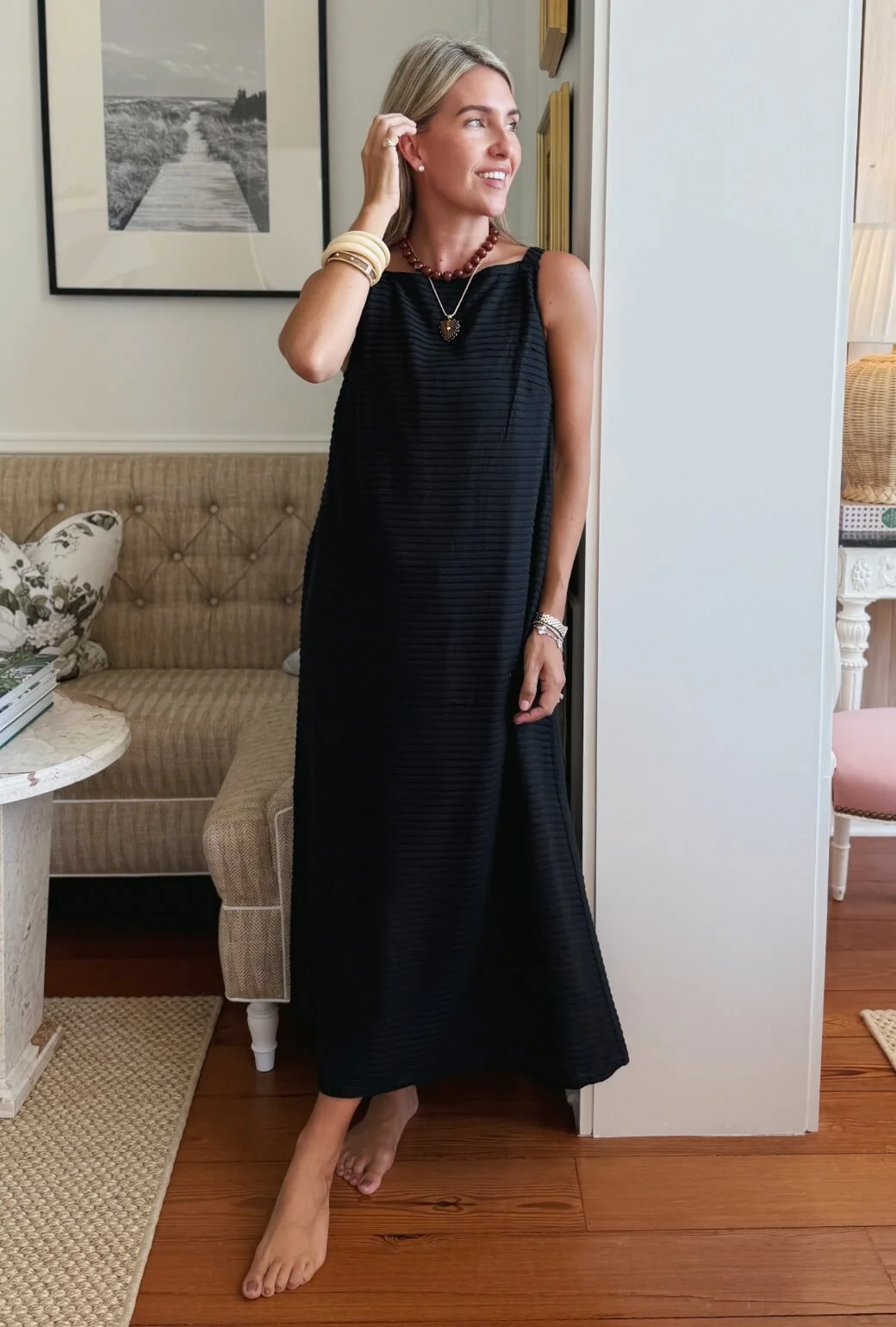 The Megan MIDI Dress - Black Pintuck Knit - Image 6