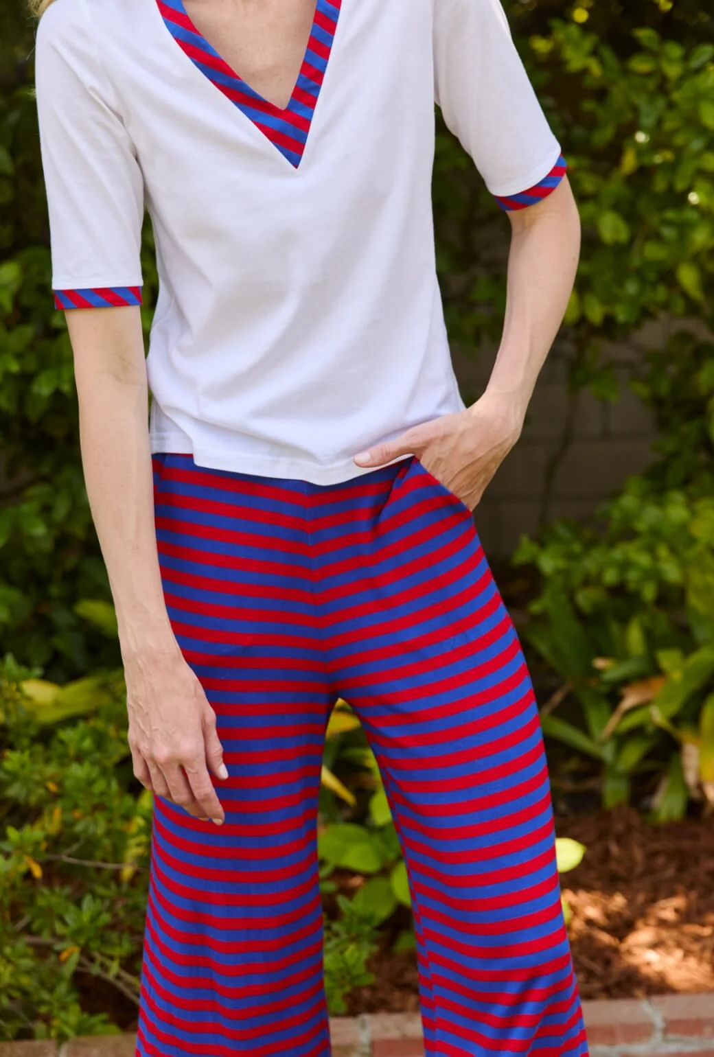 Contrast Tee - Blue & Red Stripe - Image 6