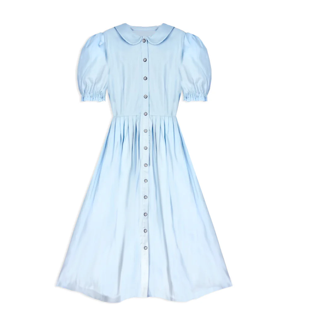 SAMPLE^ - BURU x VAL Puff Sleeve Shirtdress - Blue Faille - Image 14