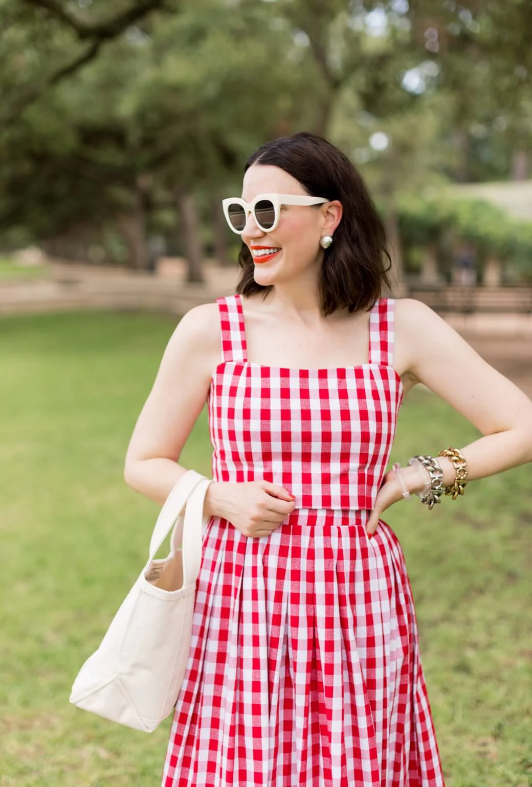 The Peplum Bustier -Red Gingham - Image 4