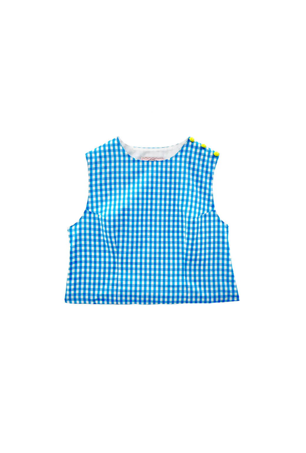 Button Box Top - Turquoise Gingham - Image 3