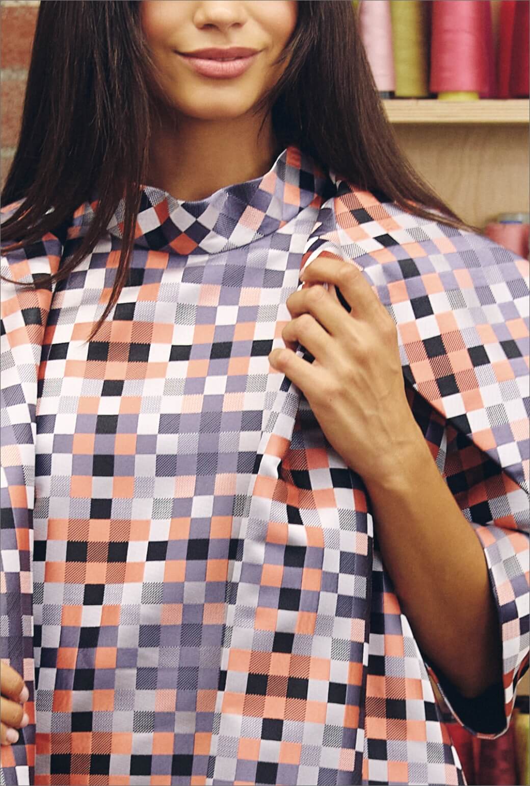 Car Coat - Patchwork Jacquard - Image 4