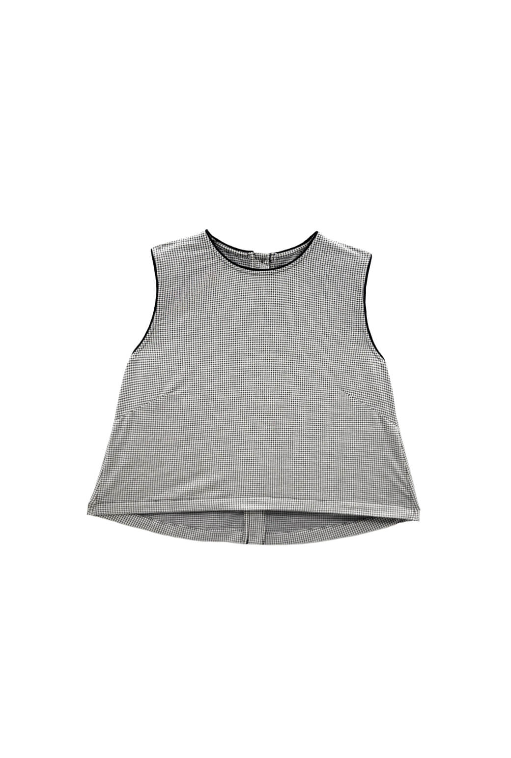 Crew Neck Blouse - Black Gingham Knit - Image 3