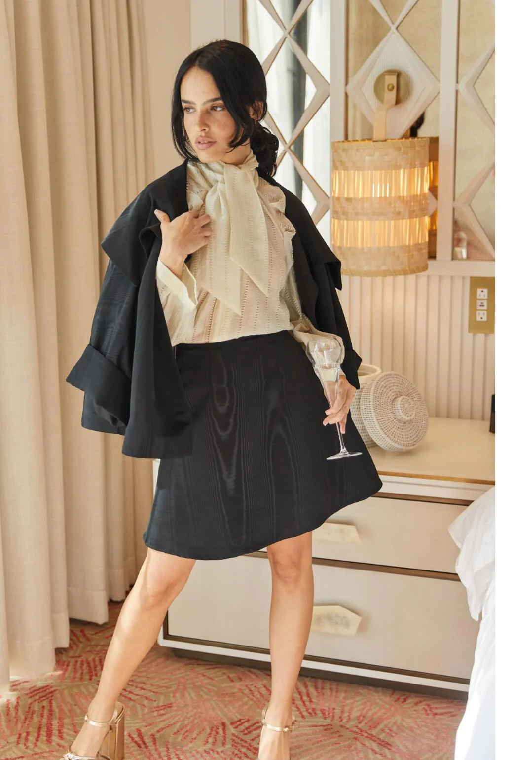 Cropped Big Bow Blouse - Sheer Ivory - Image 7