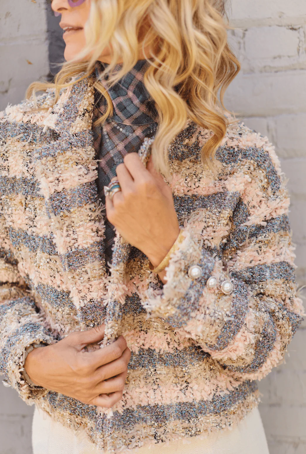 Cropped Blazer - Iridescent Tweed - Image 3