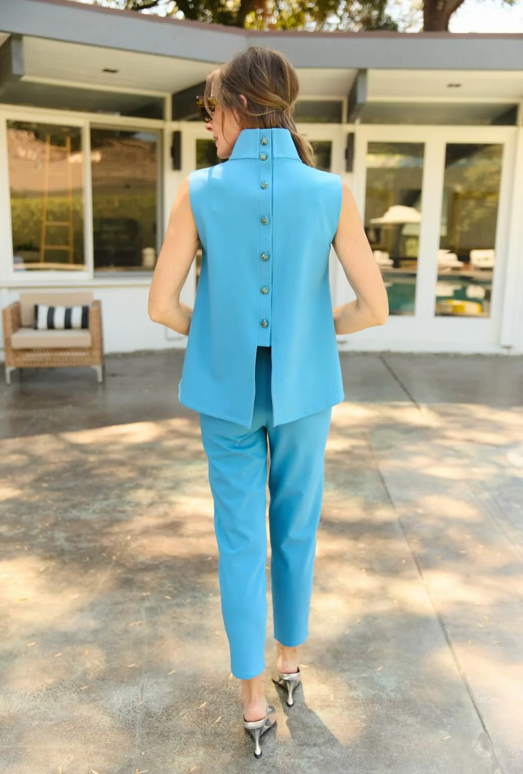 Cropped Cigar Pant - Stretch Blue - Image 11