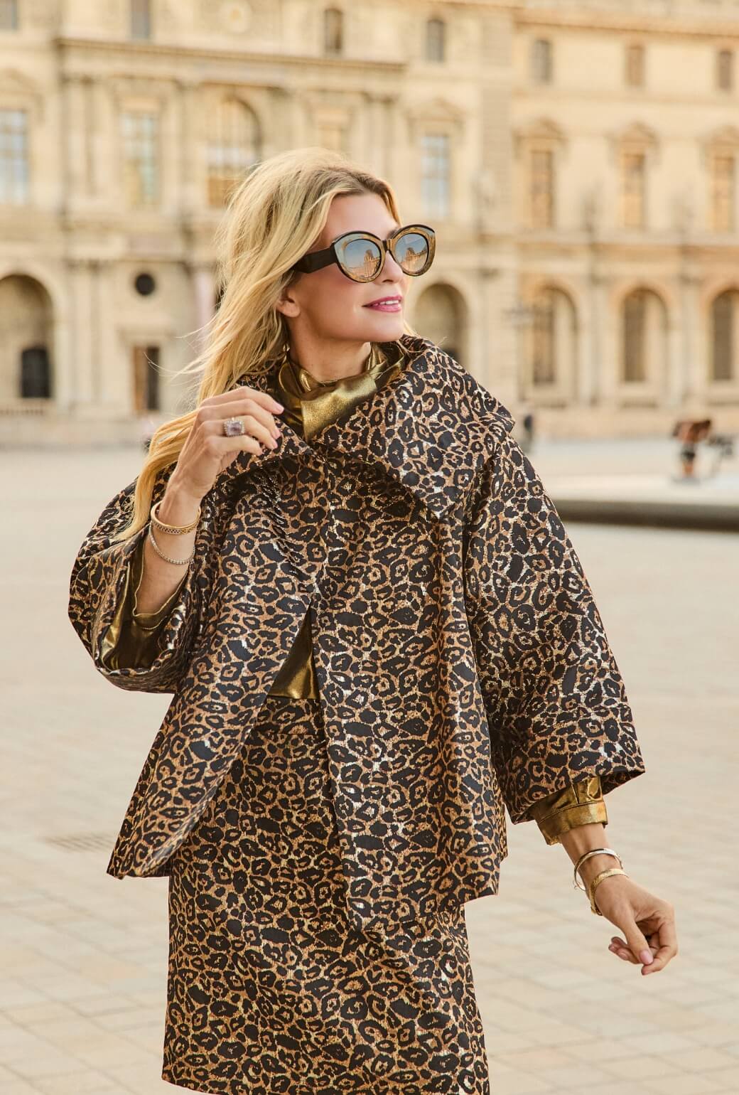 Cropped Grace Coat - Leopard Print Lurex - Image 8