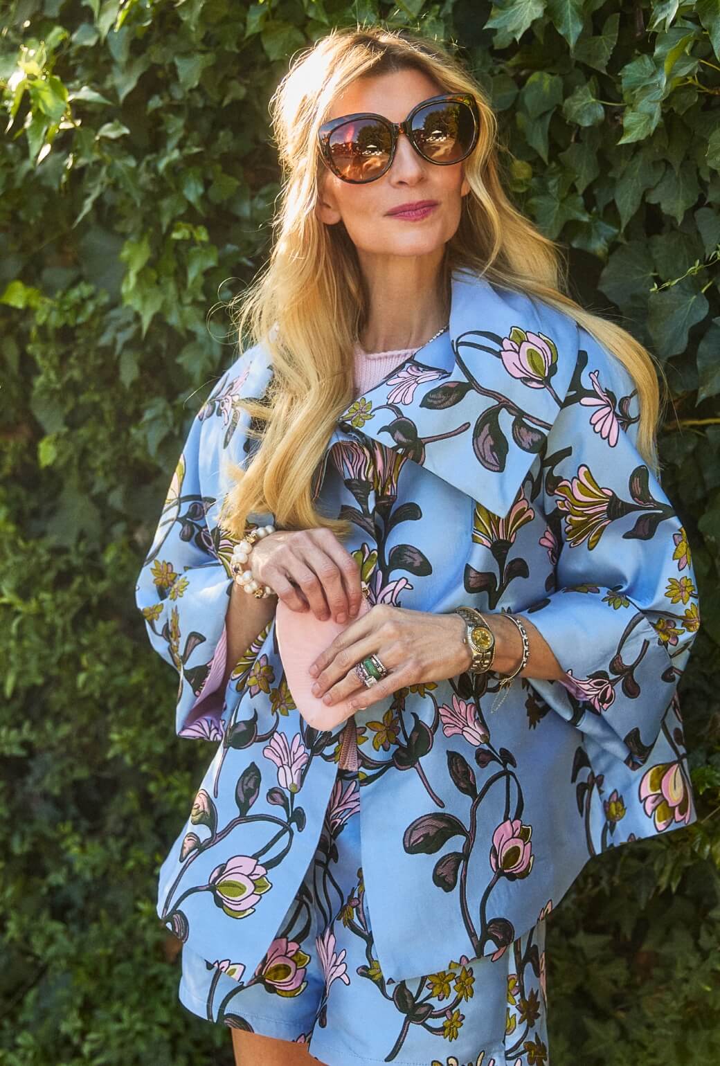 Cropped Grace Coat - Powder Blue Vines - Image 3