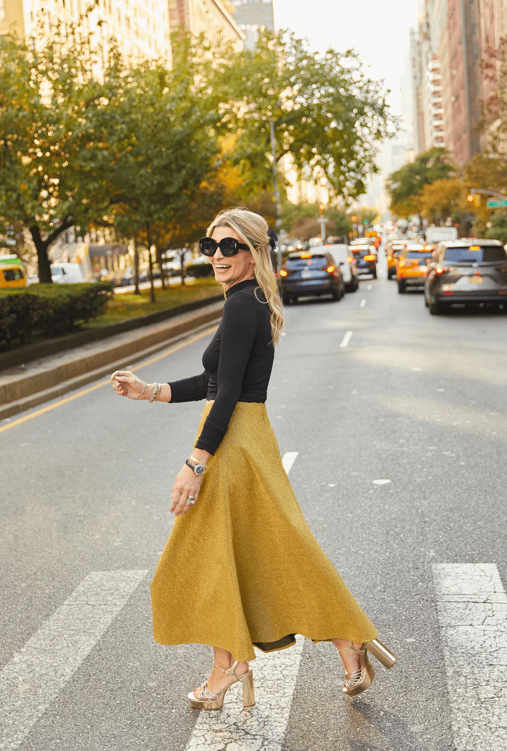Cropped Long Sleeve Mock Turtleneck - Black - Image 3