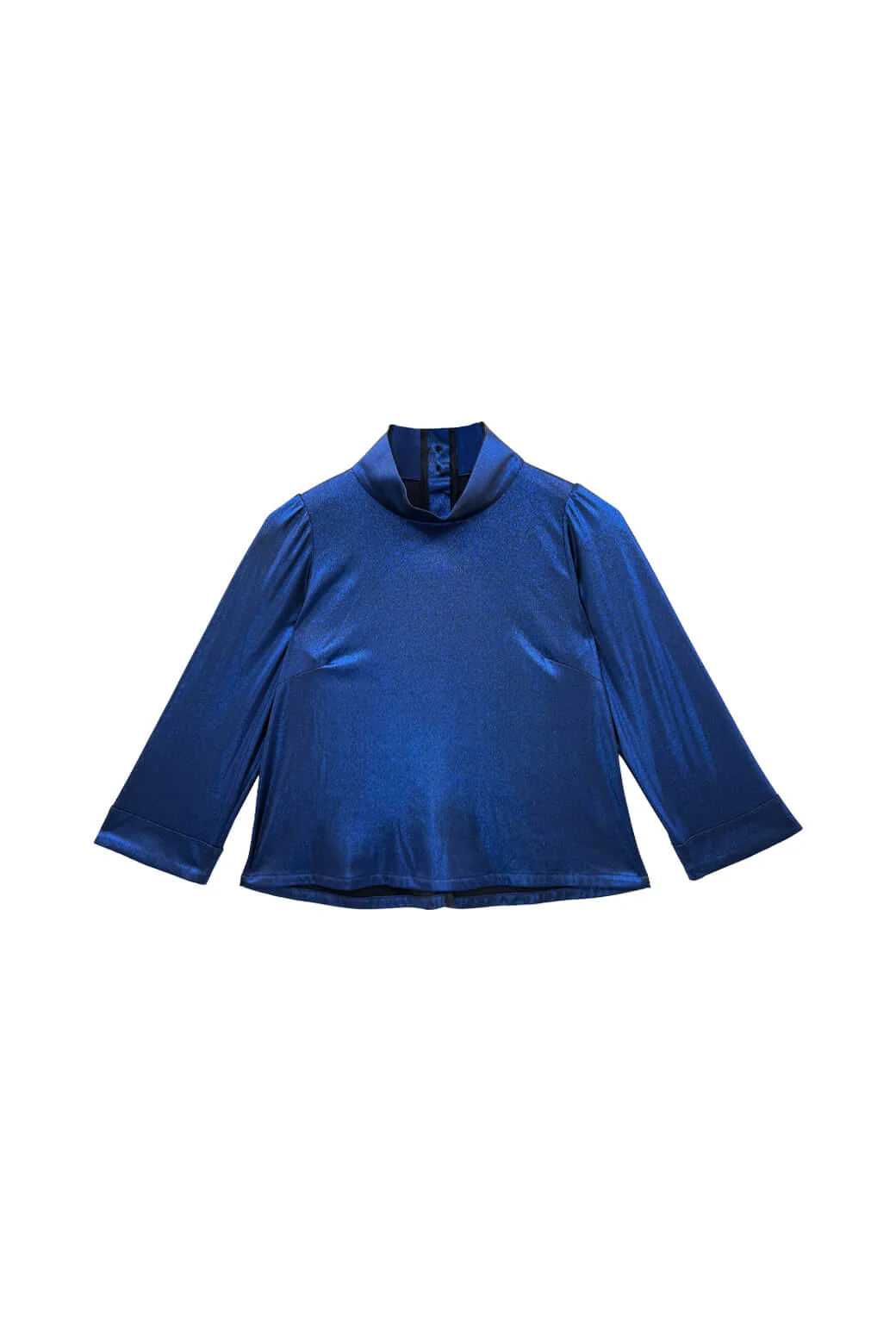 Cropped Long Sleeve Mod Top - Cobalt Lurex - Image 3