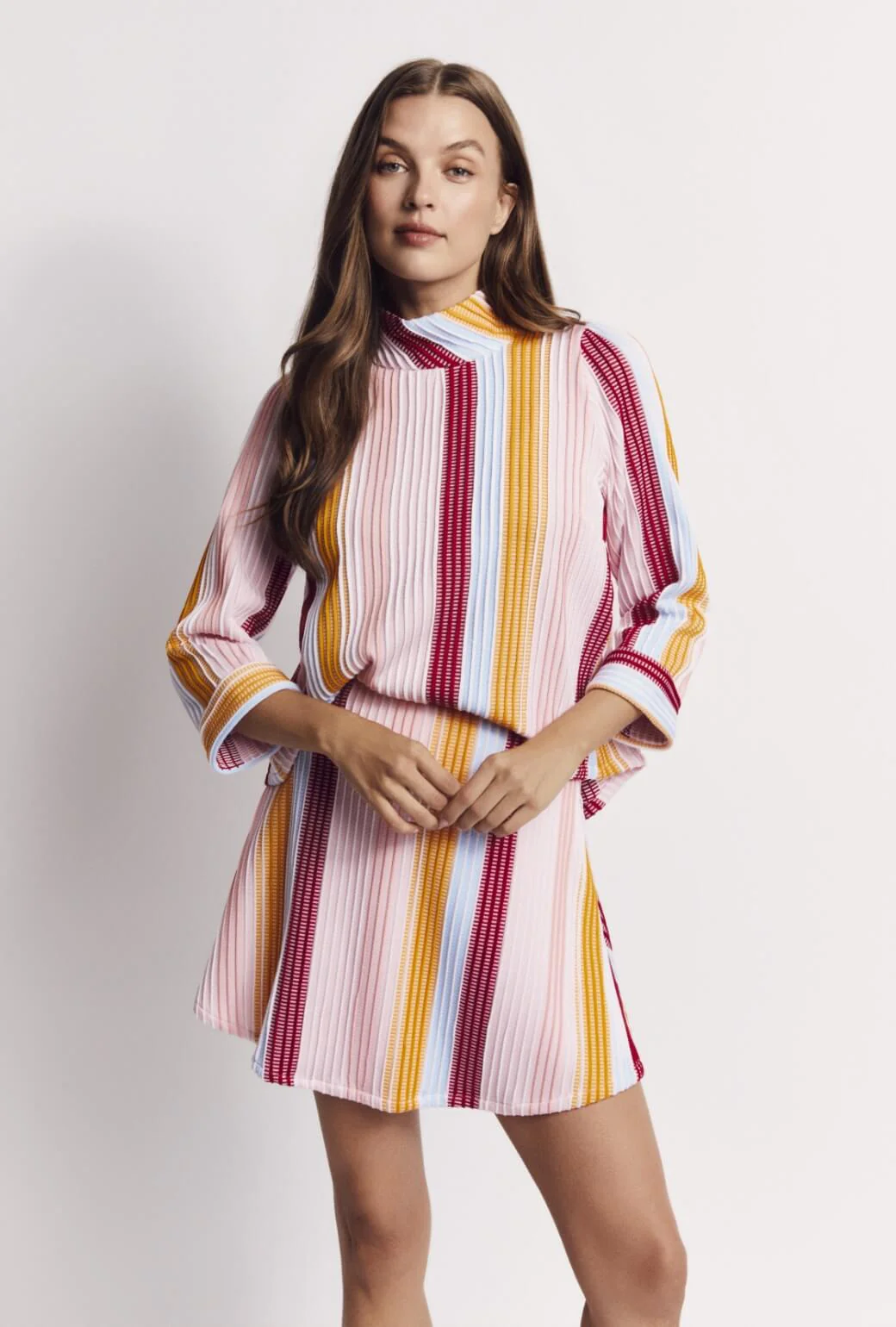 Cropped Long Sleeve Mod Top - Retro Stripe Knit - Image 6