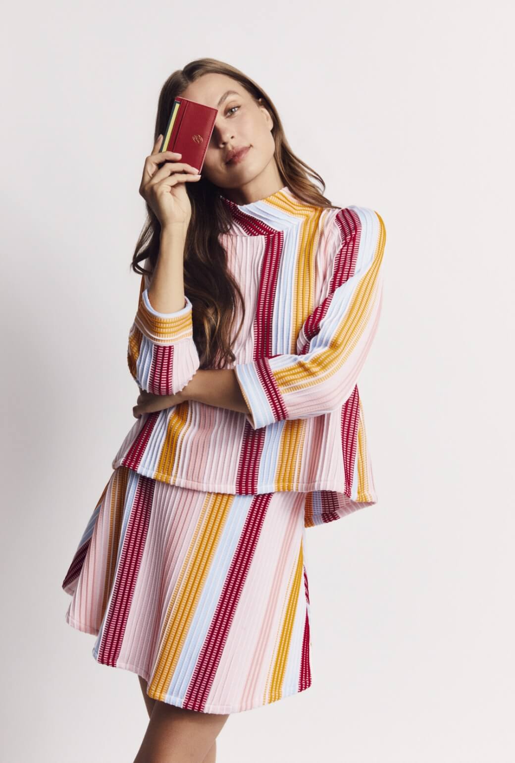 Cropped Long Sleeve Mod Top - Retro Stripe Knit - Image 7